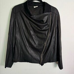Anthropologie Mote Jacket Women's Black Faux Suede Moto Zip Boho Jacket Size M